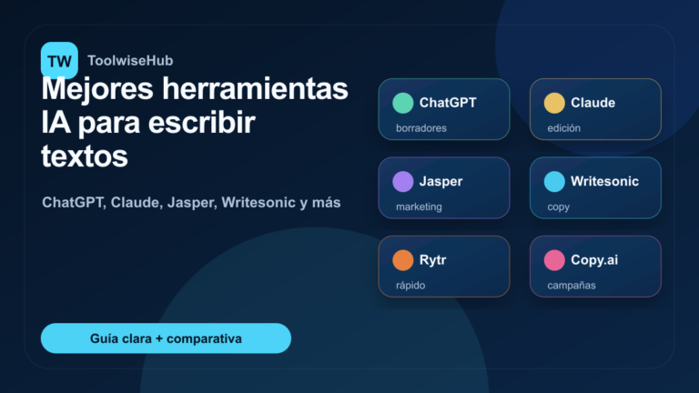 Mejores herramientas IA para escribir textos — ToolwiseHub