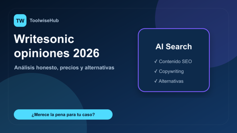 Writesonic opiniones 2026, análisis de ToolwiseHub