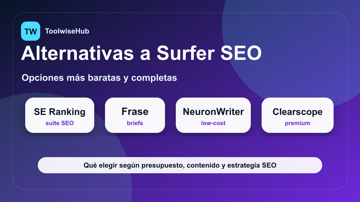 Alternativas a Surfer SEO en 2026: SE Ranking, Frase, NeuronWriter y Clearscope